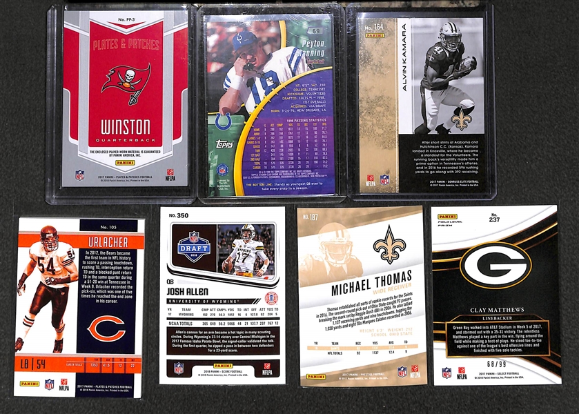 Lot of 58 Football Numbered/Insert/Rookie Cards w. Jameis Winston Dual Patch