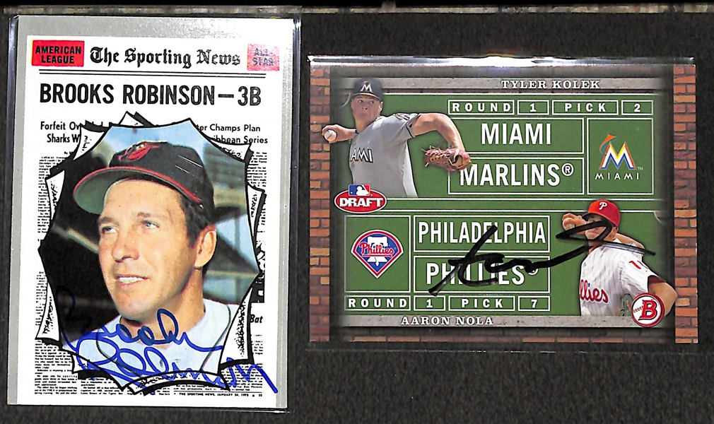 Lot of 36 Baseball Signed Card w. Brooks Robinson & Aaron Nola