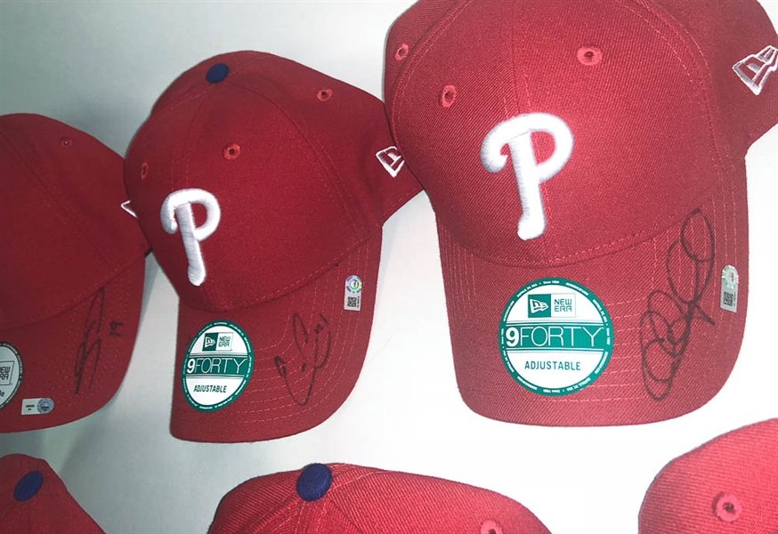 Lot of 10 Phillies Signed Hats MLB Certified w. Buchholz & Kendrick