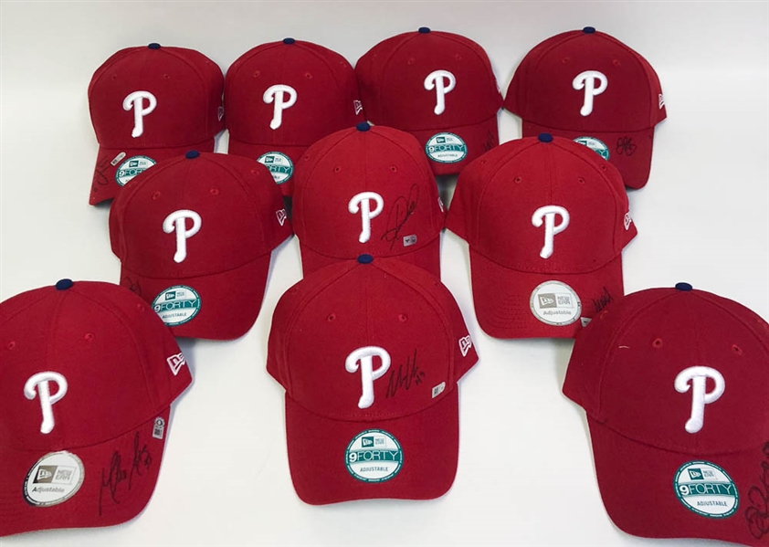 Lot of 10 Phillies Signed Hats MLB Certified w. Jeremy Hellickson