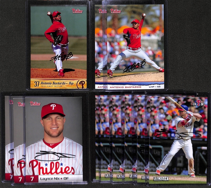 Lot of 30 Phillies Signed Team Issued 4x6 Photo Cards