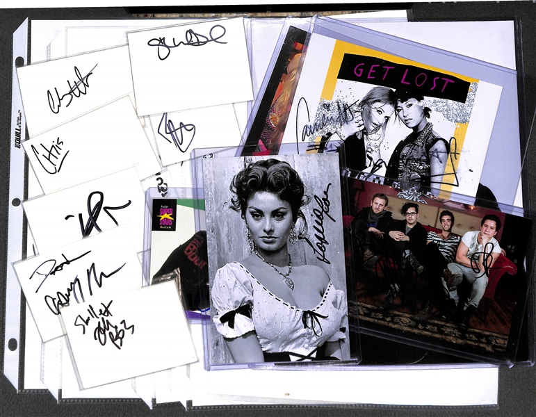 Lot of Actors & Musicians Autographs w. George Lopez & Sophia Loren