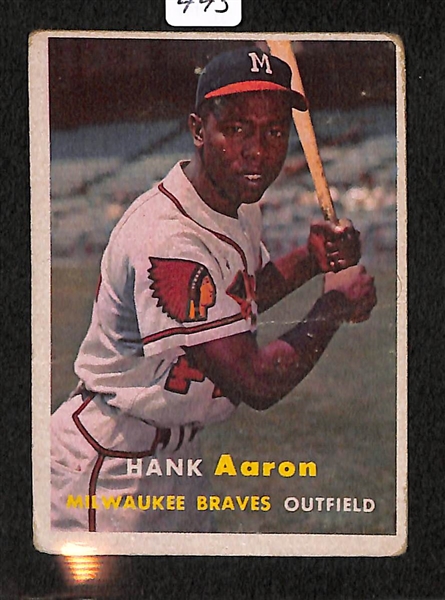 Lot of 5 Topps Hall of Famer Baseball Cards - 1957-59 w. Aaron, Mantle, & Berra