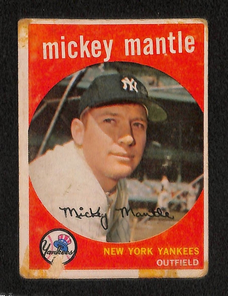 Lot of 5 Topps Hall of Famer Baseball Cards - 1957-59 w. Aaron, Mantle, & Berra