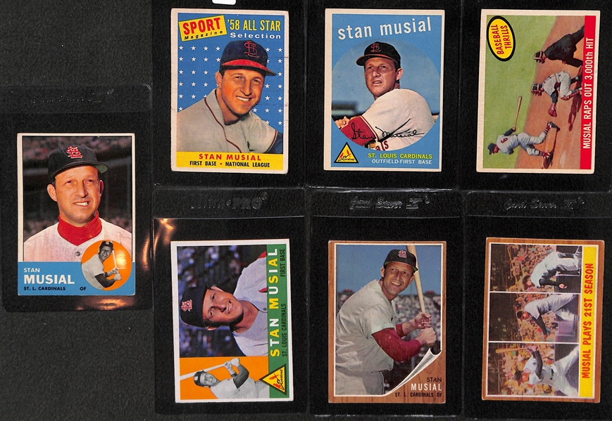 Lot of 15 - 1958-65 Topps St Louis Cardinal HOFers - Musial/Gibson/Brock