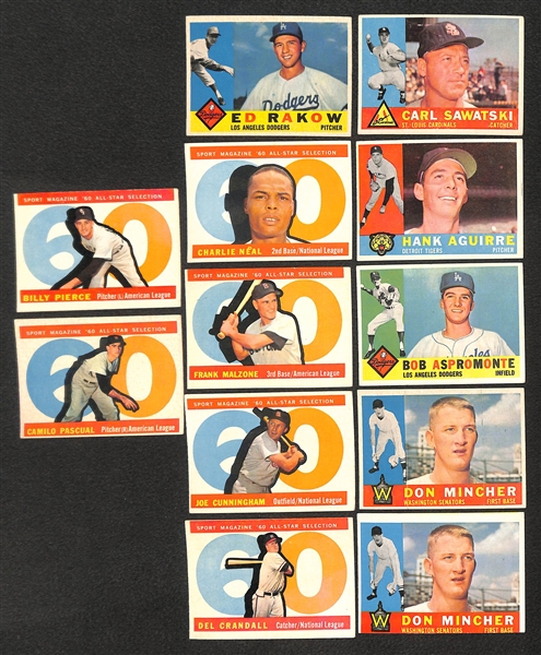 Lot of 42 Assorted 1960 Topps Baseball High Number Cards w. Al Kaline