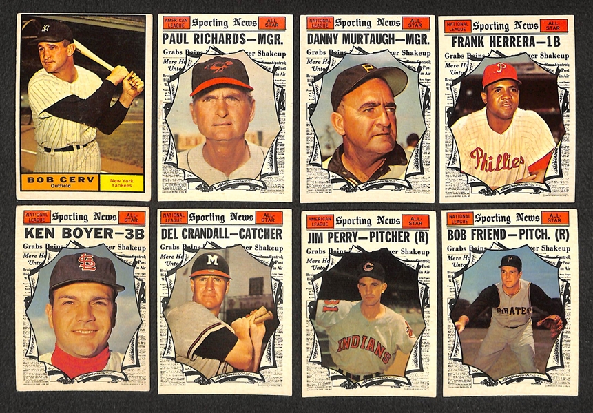 Lot of 21 Assorted 1961 Topps Baseball High Number Cards w. Bill Mazeroski AS