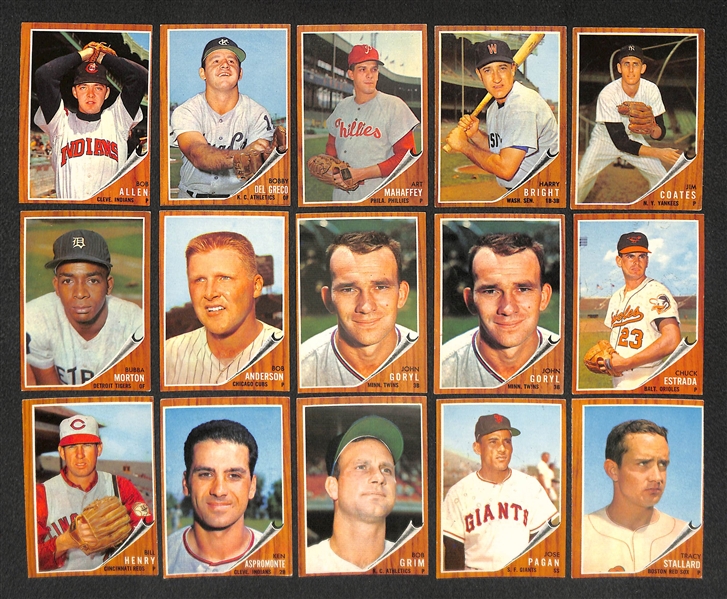 Lot of 51 Assorted 1962 Topps Baseball High Number Cards w. Curt Flood 