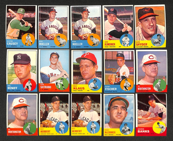 Lot of 40 Assorted 1963 Topps Baseball High Number Cards w. Nellie Fox