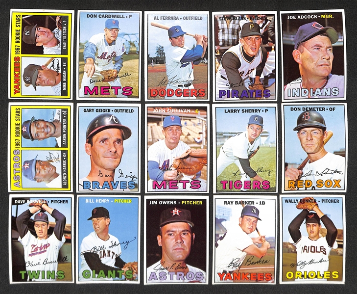 Lot of 40 Different 1967 Topps Baseball High Number Cards w. Maury Wills (First Topps Card)