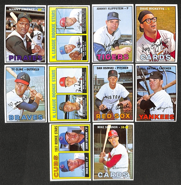 Lot of 40 Different 1967 Topps Baseball High Number Cards w. Maury Wills (First Topps Card)