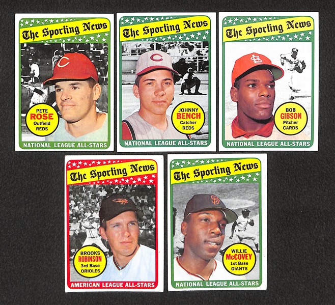 Lot of 20 Different 1969 Topps Superstar Baseball Cards w. Roberto Clemente