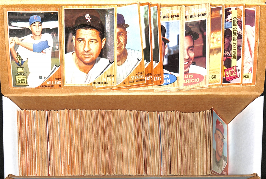 Lot of 400+ 1962 Topps Baseball Cards w. Billy Williams (2nd year)