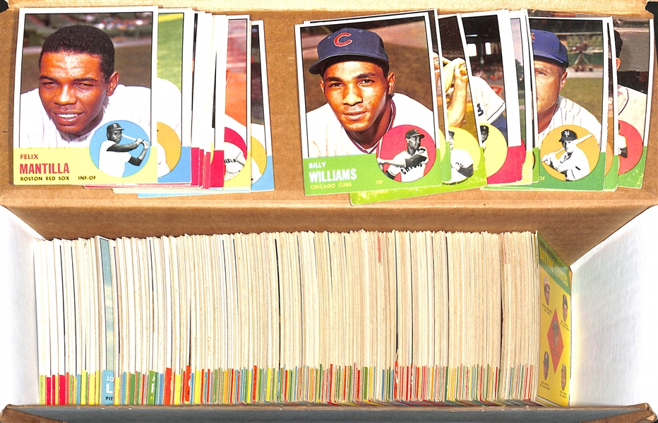 Lot of 400+ 1963 Topps Baseball Cards w. Billy Williams & 19 Mid-Hi #s