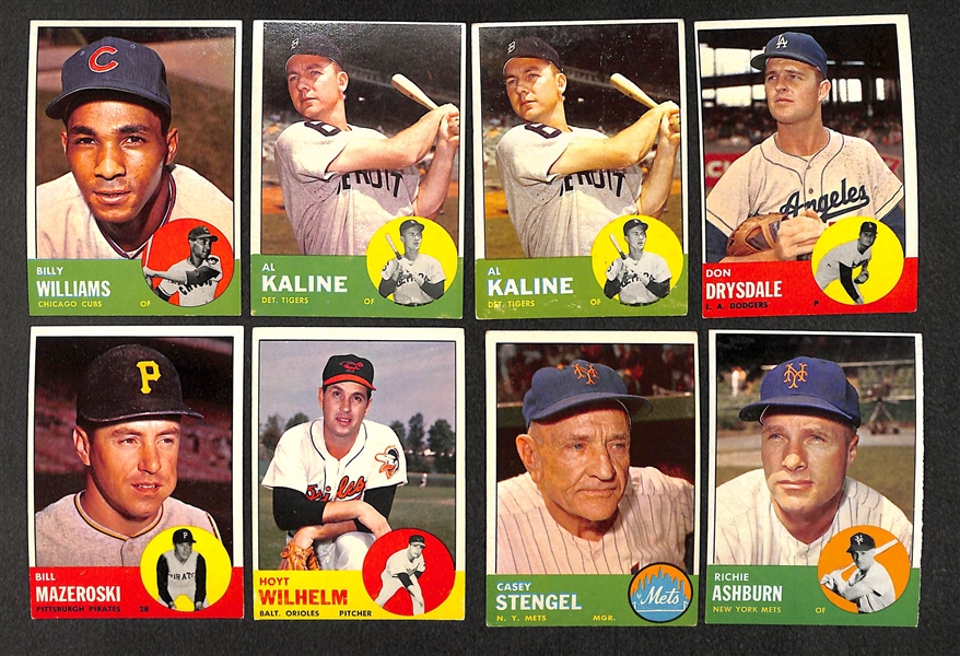 Lot of 400+ 1963 Topps Baseball Cards w. Billy Williams & 19 Mid-Hi #s