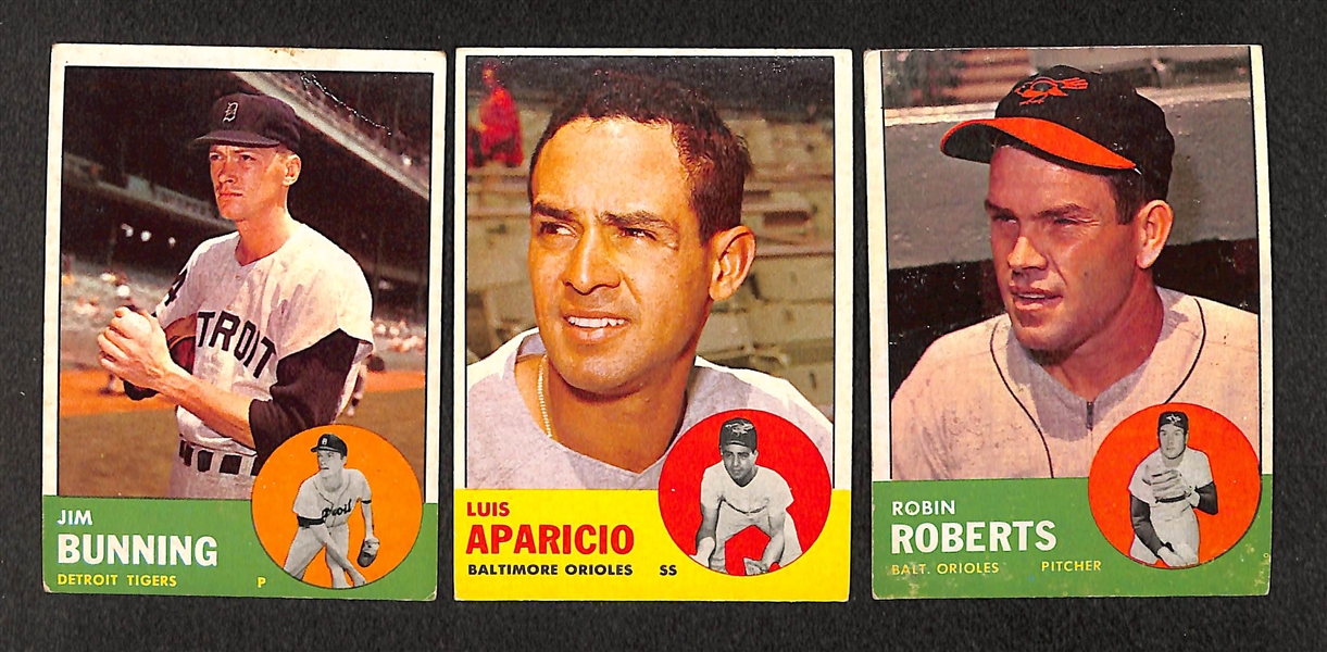 Lot of 400+ 1963 Topps Baseball Cards w. Billy Williams & 19 Mid-Hi #s