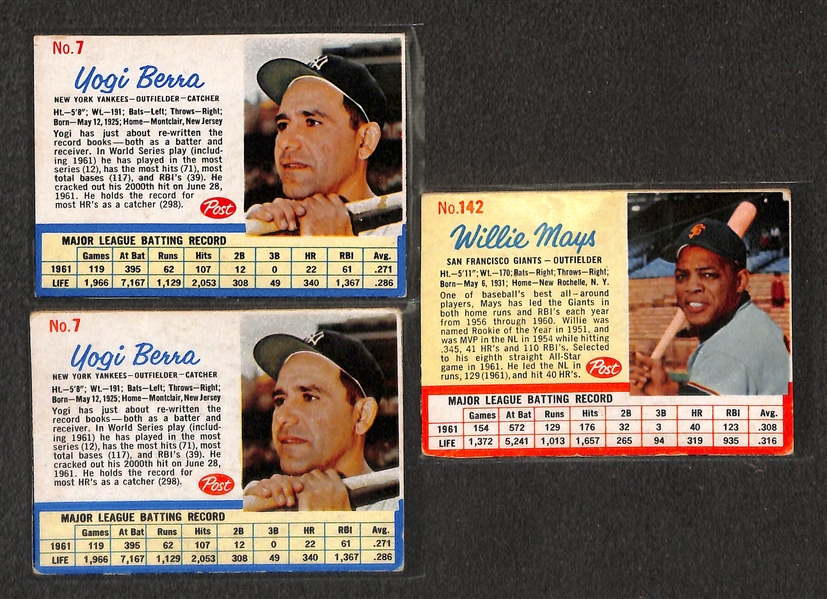 Lot of 100+ 1962 Post Baseball Cards w. Mantle Ad Card & Mantle Regular