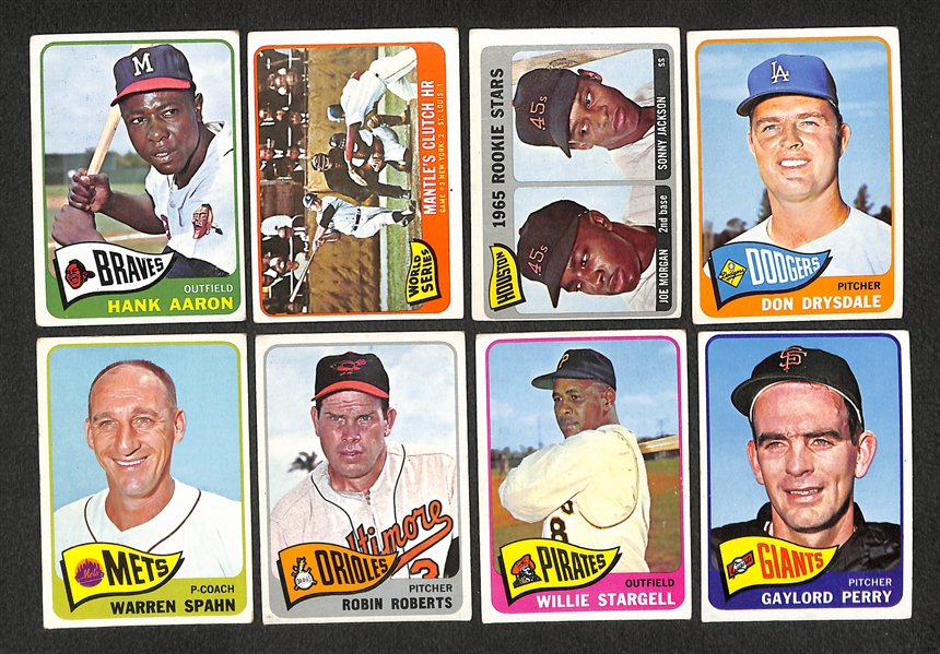 Lot of 500+ 1965 Topps Baseball Cards w. Aaron