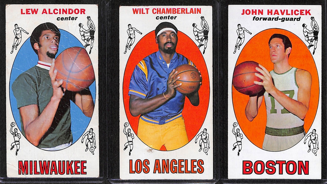 Lot of 3 - 1969-70 Topps Basketball Star Cards - Alcindor RC, Chamberlain, Havlicek RC