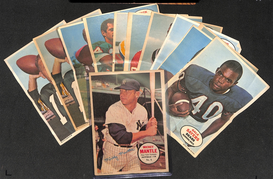 Lot of 53 - Topps Insert Baseball & Football Posters from 1967-1970 w. 1967 Mickey Mantle