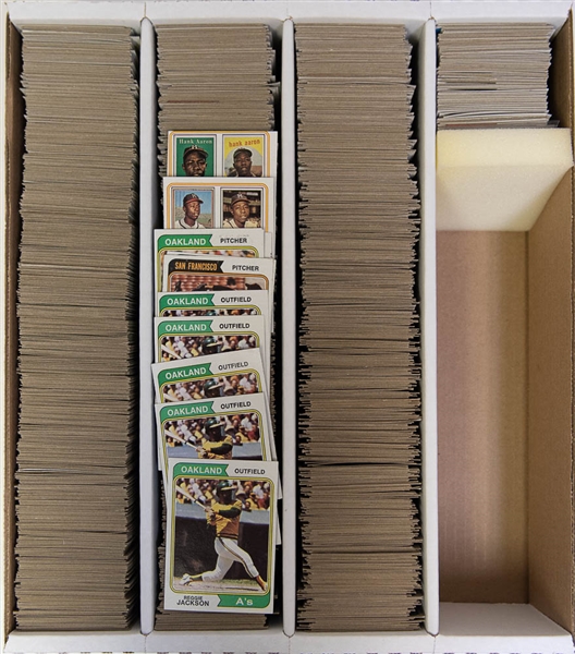 Lot of Assorted 2000+ 1974 Topps Baseball Cards w. Reggie Jackson x5
