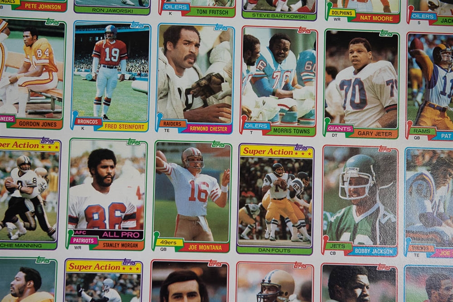 1981 Topps Football 132 Card Uncut Sheet w. Joe Montana Rookie Card