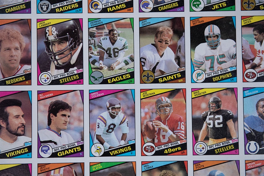 Set of 3 - 1984 Topps Football Uncut Sheets (Complete Set) w. Marino & Elway Rookie Cards - Well Preserved in EX+ to NM Condition