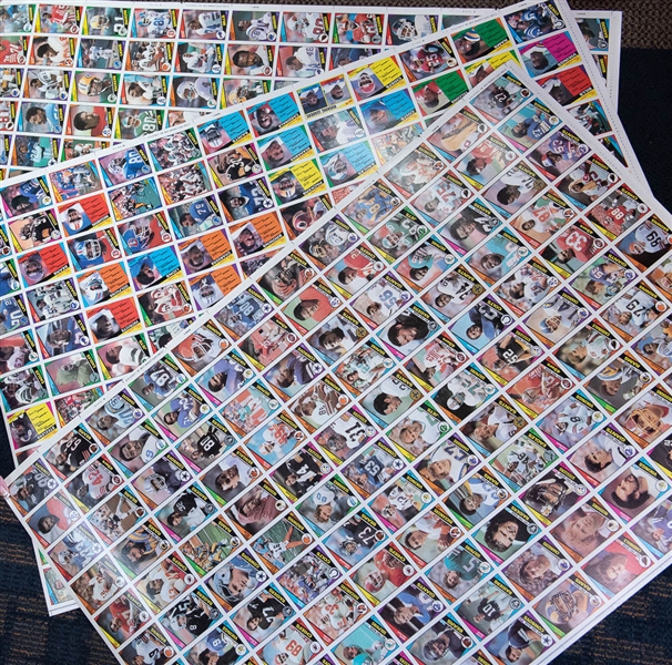 Set of 3 - 1984 Topps Football Uncut Sheets (Complete Set) w. Marino & Elway Rookie Cards - Well Preserved in EX+ to NM Condition