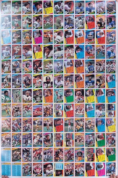 Set of 3 - 1984 Topps Football Uncut Sheets (Complete Set) w. Marino & Elway Rookie Cards - Well Preserved in EX+ to NM Condition