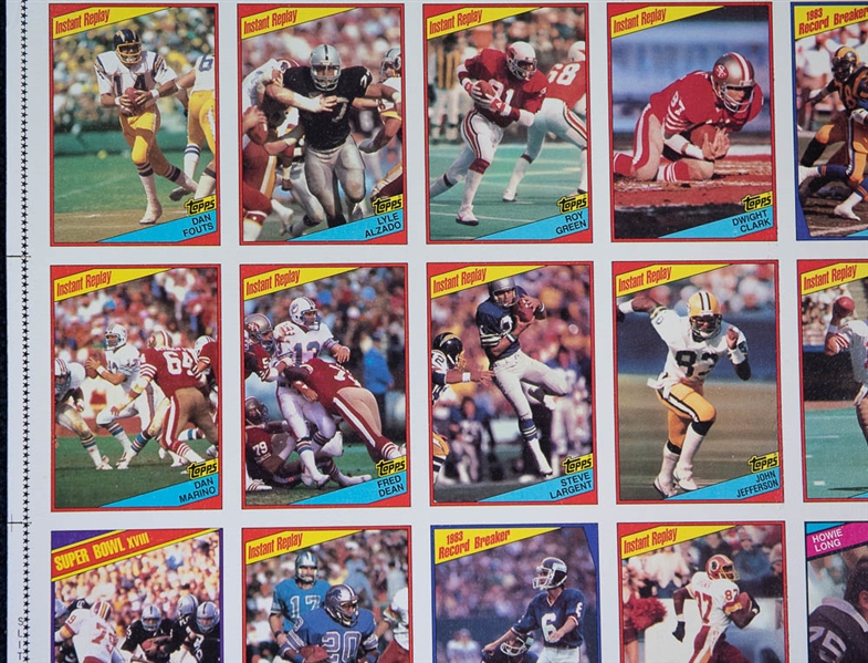 Set of 3 - 1984 Topps Football Uncut Sheets (Complete Set) w. Marino & Elway Rookie Cards - Well Preserved in EX+ to NM Condition