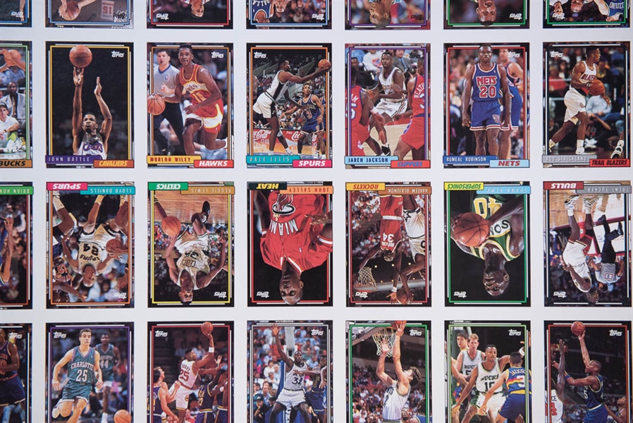 Lot of 2 - 1992 Topps Basketball Uncut Sheets w. Shaquille O'Neal