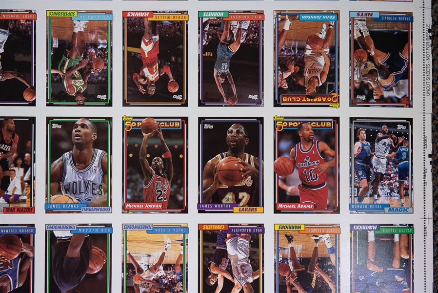 Lot of 2 - 1992 Topps Basketball Uncut Sheets w. Shaquille O'Neal