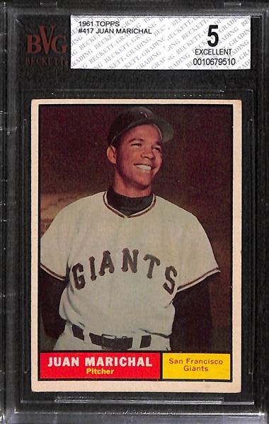 Frank Robinson and Juan Marichal Graded Topps Rookie Cards (1957 F. Robinson BVG 1.5; 1961 Marichal BVG 5)