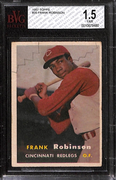 Frank Robinson and Juan Marichal Graded Topps Rookie Cards (1957 F. Robinson BVG 1.5; 1961 Marichal BVG 5)