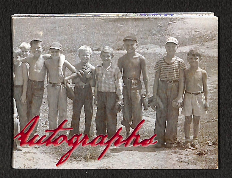 2017 Historic Autographs Line-Ups Booklet Card w/ an Exceptional Babe Ruth Autograph #ed 1/2 (Also includes Joe McCarthy, Earle Combs, and Ben Chapman)