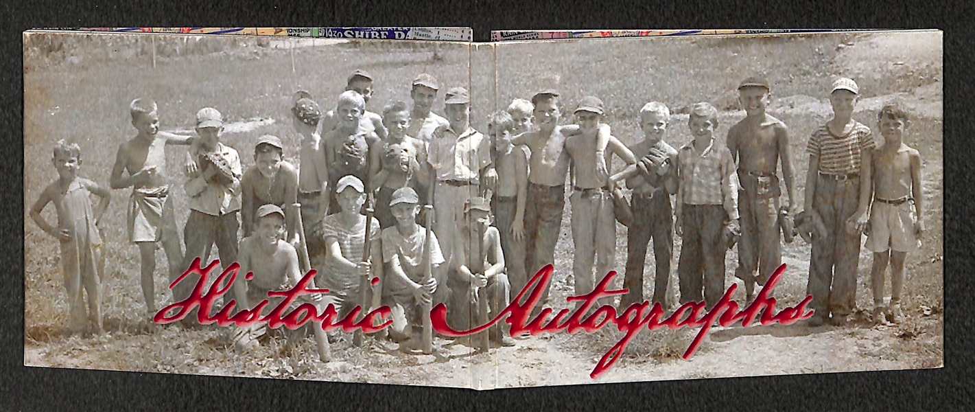 2017 Historic Autographs Line-Ups Booklet Card w/ an Exceptional Babe Ruth Autograph #ed 1/2 (Also includes Joe McCarthy, Earle Combs, and Ben Chapman)
