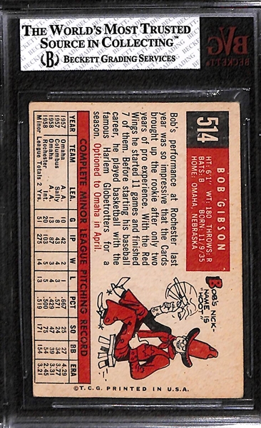 1959 Topps Bob Gibson Rookie Card Graded Beckett BVG 2.5
