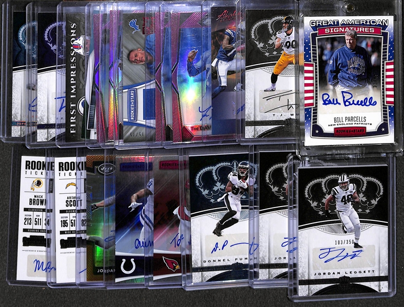 Lot Of 20 Football Autograph Cards w. Bill Parcells