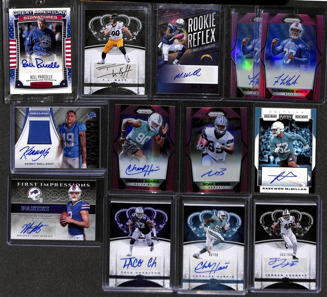 Lot Of 20 Football Autograph Cards w. Bill Parcells
