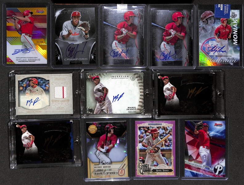 Lot Of 21 Phillies Auto & Parallel Cards w. Moniak & Crawford