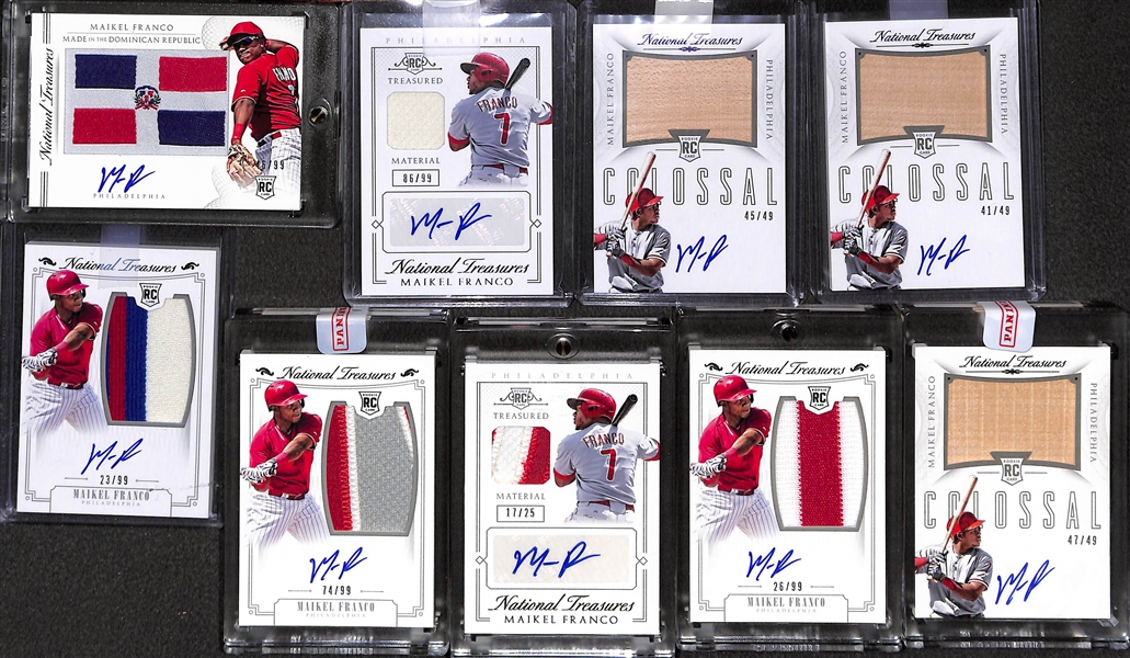 Lot OF 9 Maikel Franco National Treasures Autograph Cards