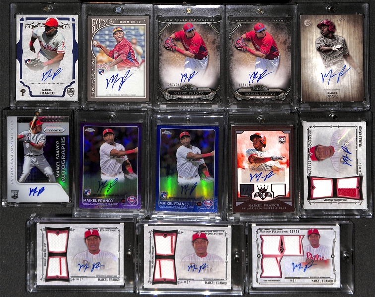 Lot Of 13 Maikel Franco Autograph Cards