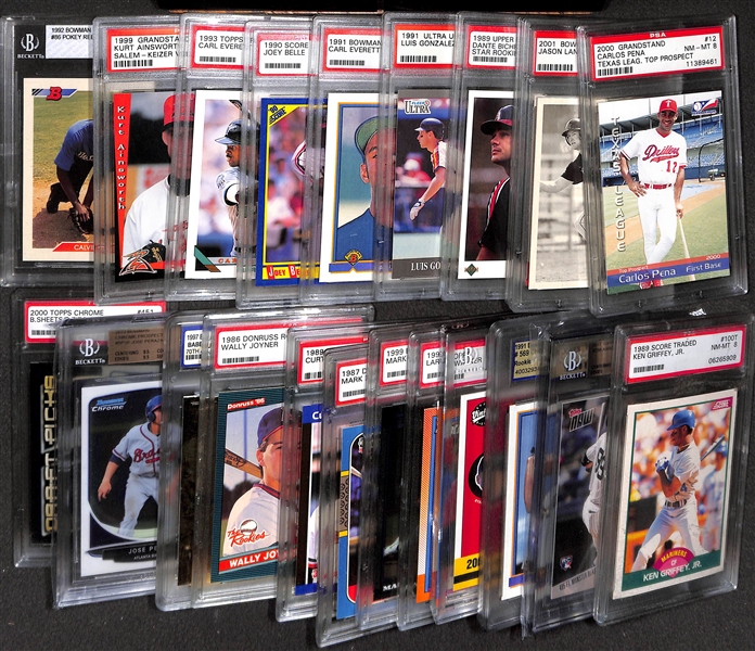 Lot of 20+ Graded Baseball Cards w. Many Rookies including Aaron Judge, Griffey Jr., McGuire, Ichira, Larry Walker, Chipper Jones - Gem Mint