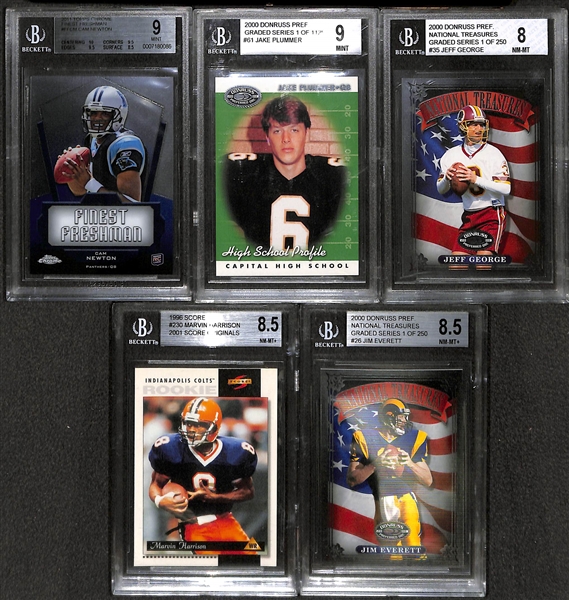 Lot of 25 Graded Football Cards w. Cam Newton Rookie