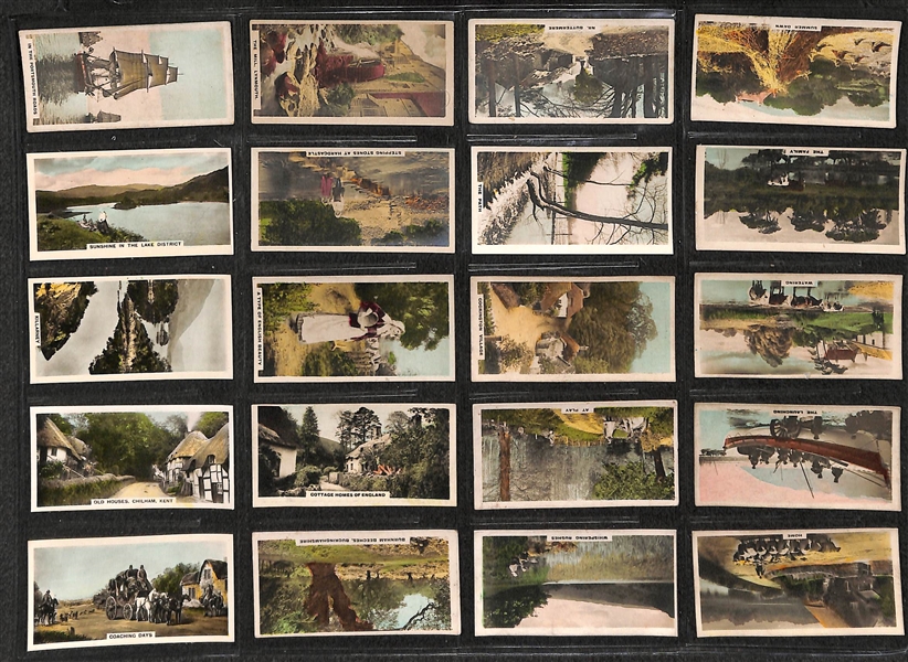 Lot of 240 1910s-1940s Cigarette Cards of Primarily Scenery & Flags