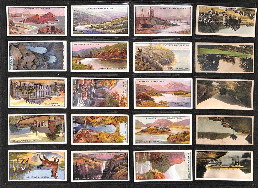 Lot of 240 1910s-1940s Cigarette Cards of Primarily Scenery & Flags