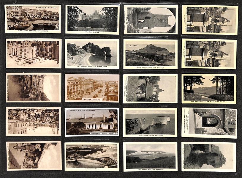 Lot of 240 1910s-1940s Cigarette Cards of Primarily Scenery & Flags
