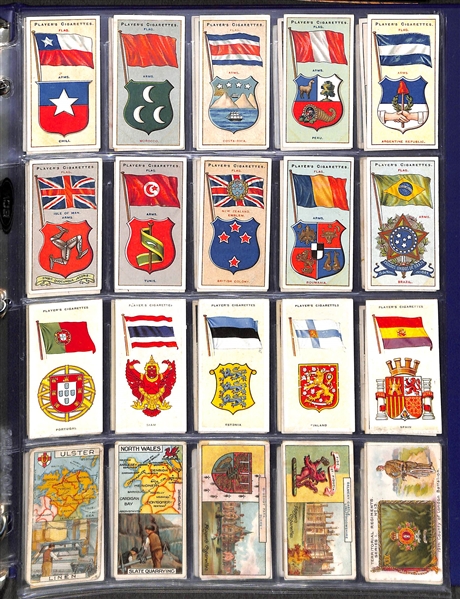 Lot of 240 1910s-1940s Cigarette Cards of Primarily Scenery & Flags