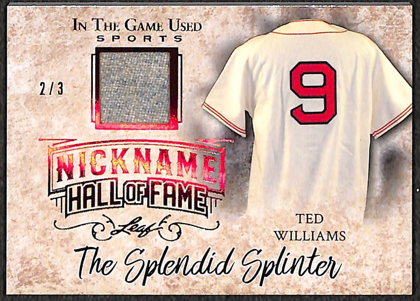 Ted Williams 2018 Leaf In the Game Used #2/3 Jersey Relic Card