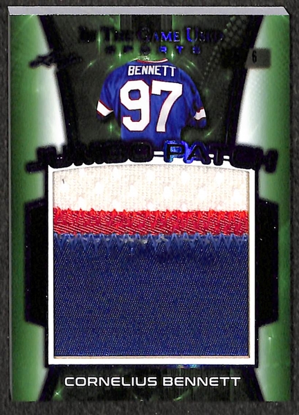 Lot of 2 - 2018 Leaf In The Game Used Dan Marino (#2/4) & Cornelius Bennett (#5/6) Jersey Patch Relic Cards